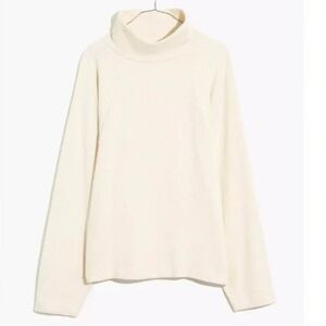 Madewell NB544 Ivory Brushed Herringbone Jacquard Turtleneck Top size xs NWT